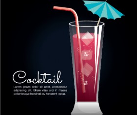 Dark styles cocktail poster vector template 05