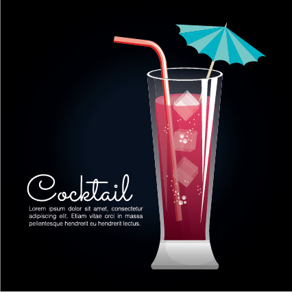 Dark styles cocktail poster vector template 05