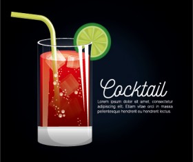Dark styles cocktail poster vector template 06