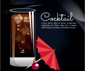 Dark styles cocktail poster vector template 07