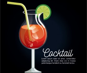 Dark styles cocktail poster vector template 08