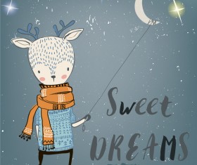 Deer cartoon character vector illustration