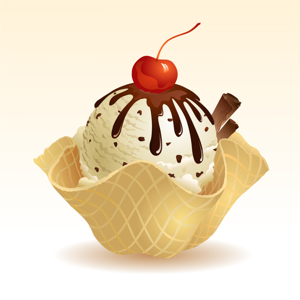 Delicious chocolate ice cream vector 01