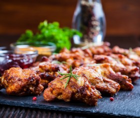 Delicious fried chicken pieces Stock Photo
