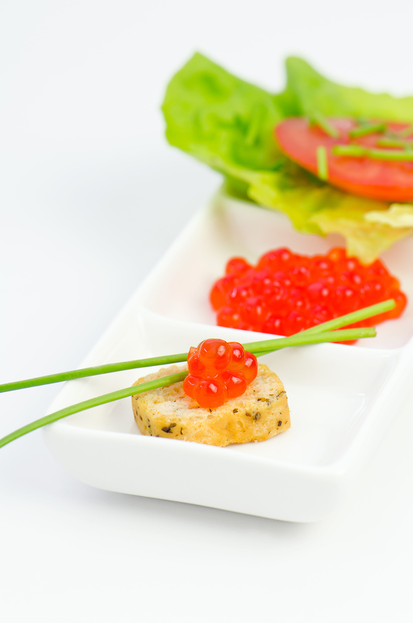 Delicious red caviar vegetables Stock Photo