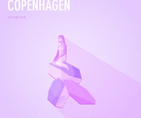 Denmark copenhagen monuments vector