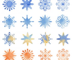 Different snowflake watecolor icons vector