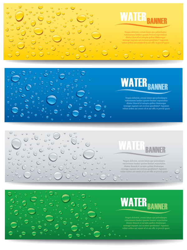 Different waterdrops banner vector set