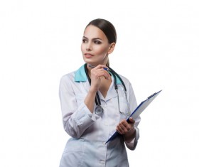 Doctor with a medical record card Stock Photo