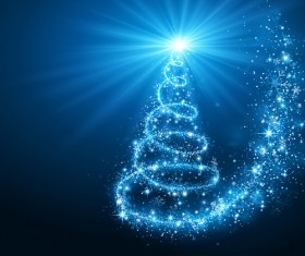 Dream christmas tree with blue xmas background vector 02