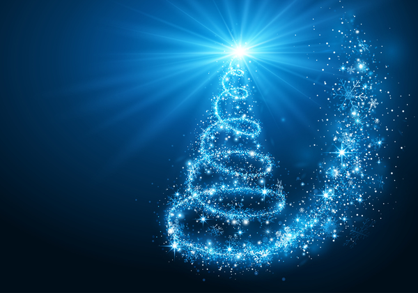 Dream christmas tree with blue xmas background vector 02