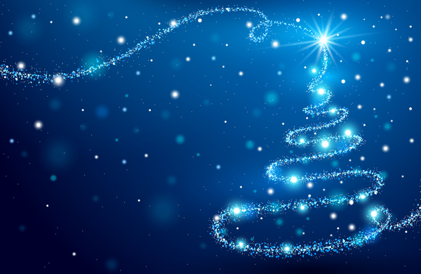 Dream christmas tree with blue xmas background vector 05