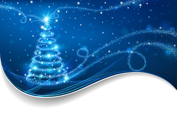 Dream christmas tree with blue xmas background vector 06