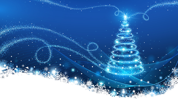 Dream christmas tree with blue xmas background vector 07