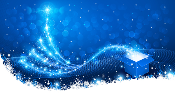 Dream christmas tree with blue xmas background vector 09