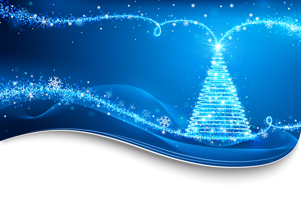 Dream christmas tree with blue xmas background vector 11