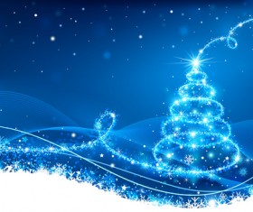 Dream christmas tree with blue xmas background vector 12