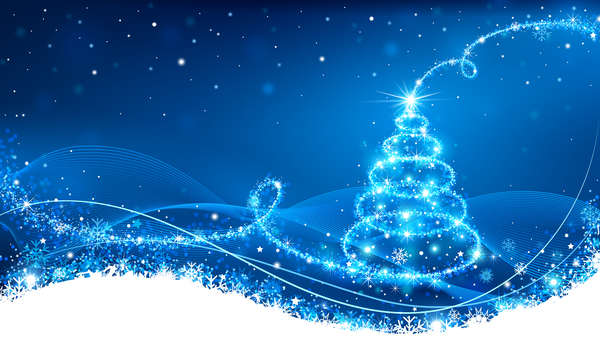 Dream christmas tree with blue xmas background vector 12
