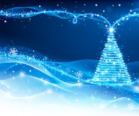 Dream christmas tree with blue xmas background vector 13