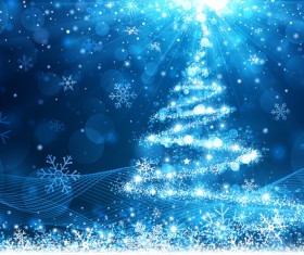 Dream christmas tree with blue xmas background vector 18