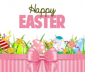 Easter card with beautiful bow vector material 01