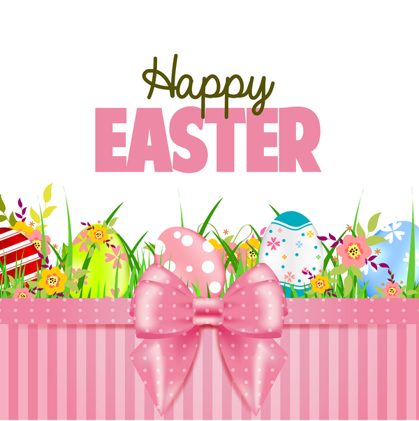 Easter card with beautiful bow vector material 01