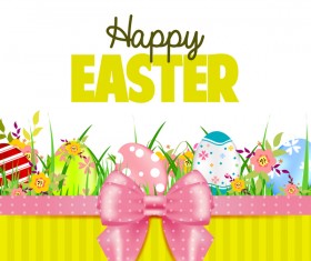 Easter card with beautiful bow vector material 02