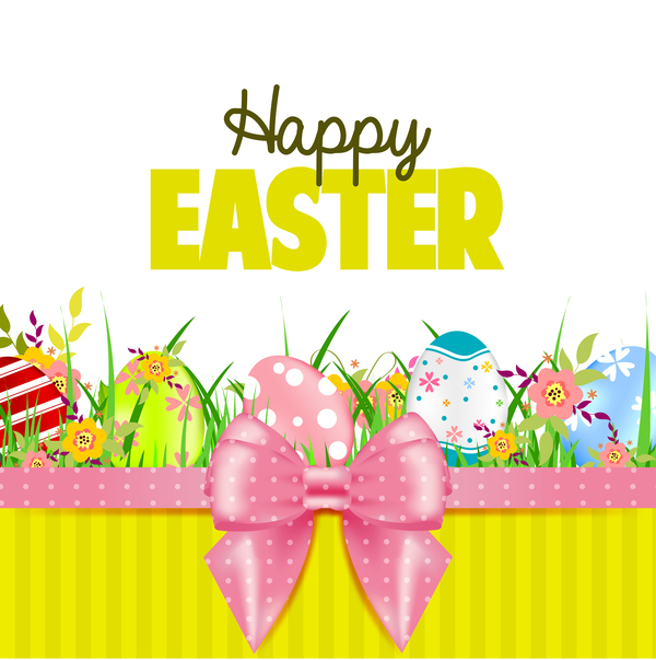 Easter card with beautiful bow vector material 02
