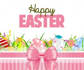 Easter card with beautiful bow vector material 03