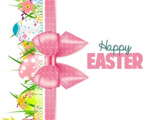 Easter card with beautiful bow vector material 05