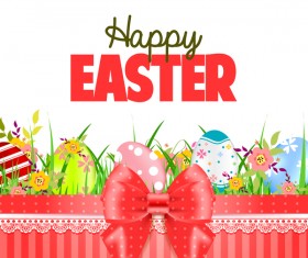 Easter card with beautiful bow vector material 06