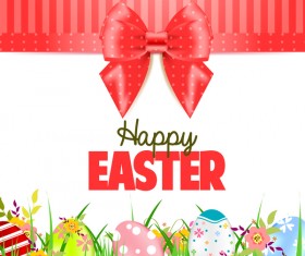 Easter card with beautiful bow vector material 07