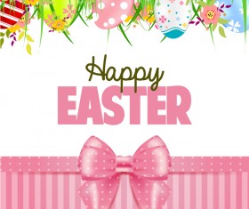 Easter card with beautiful bow vector material 08