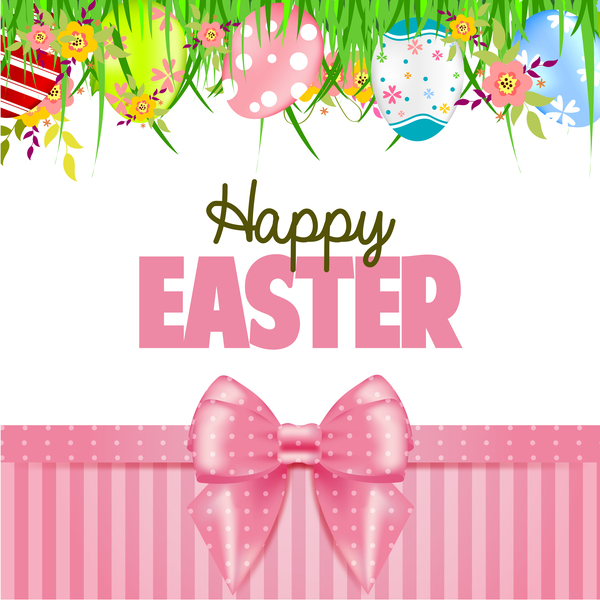 Easter card with beautiful bow vector material 08