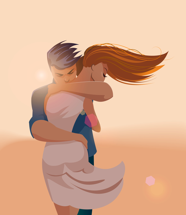 Embraces love couple vector material 01