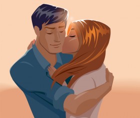 Embraces love couple vector material 02