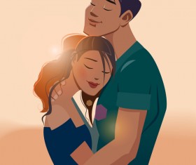 Embraces love couple vector material 03
