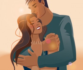 Embraces love couple vector material 04