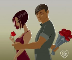 Embraces love couple vector material 10