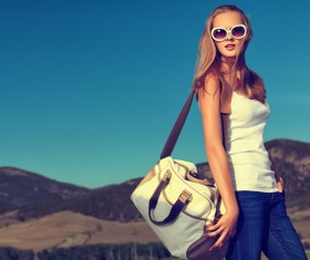 Fashion girl with satchel HD picture