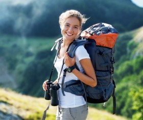 Female backpacker Stock Photo