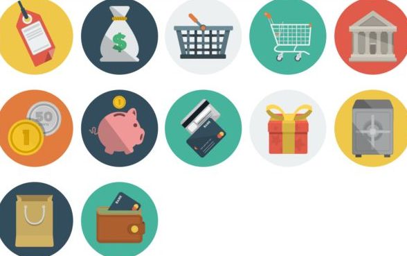 Financial and shopping vintage icons