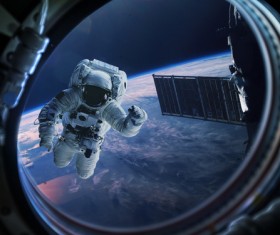 Floating astronauts Stock Photo