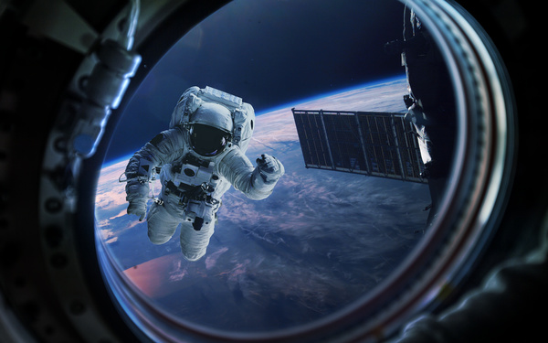Floating astronauts Stock Photo