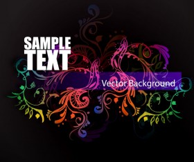 Floral ornaments with dark background vectors 02