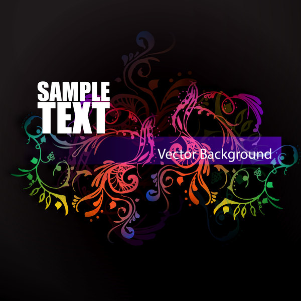 Floral ornaments with dark background vectors 02