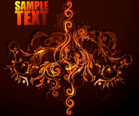 Floral ornaments with dark background vectors 05