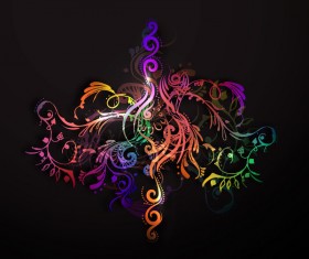 Floral ornaments with dark background vectors 06