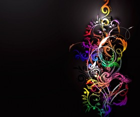 Floral ornaments with dark background vectors 07