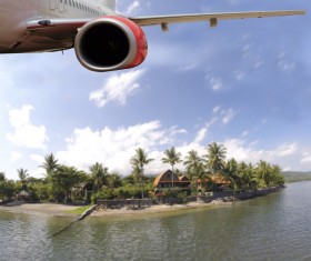Fly over the resort's plane Stock Photo
